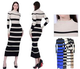24 Bulk Striped Longsleeve Midi Dress