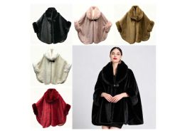 24 Bulk Women's Faux Fur Cape Coat