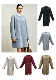 24 Bulk Women's Wool Coat with Gold Buttons