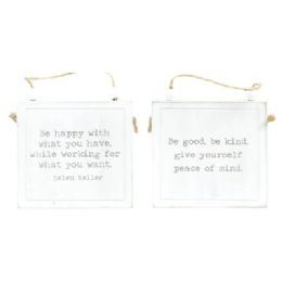 48 Bulk Wall Sign 4x4x1 Peace/want Reversible Wood