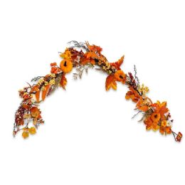 12 Bulk 4.5ft Artificial Autumn Pumpkin & Berry Maple Leaf Garland