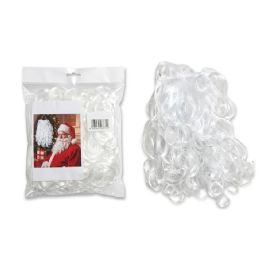 12 Bulk Deluxe Curly White Santa Beard With Elastic Strap Costume