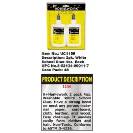 48 Bulk School Glue - Washable - 2 Pk - 4.0 Oz Each - Carded