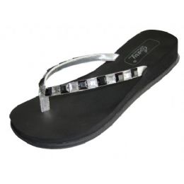 24 Bulk Lady Rhinestones Thong Sandal Size: 5-10