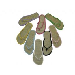 48 Bulk Ladies' Pastel Straw Sole Thong Size: 5-10