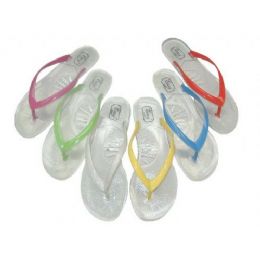 36 Bulk Ladie's Clear Jelly Thong Size: 5-10