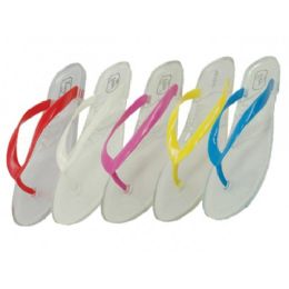 36 Bulk Ladie's Clear Jelly Thong Size: 6-11