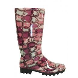 12 Bulk Ladies Circle Pattern Rainboot Size: 5-10