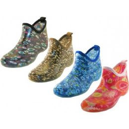 24 Bulk Women's Water Proof Ankle Height Garden Shoes, Rain Boots