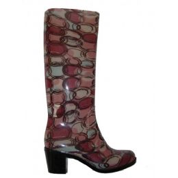 12 Bulk Ladies Circle Pattern Rainboot With Heel