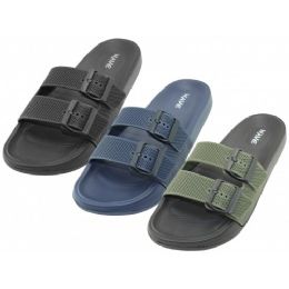 36 Bulk Men Double Buckle Soft Rubber Sandals