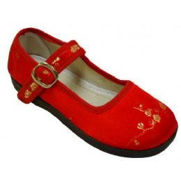 36 Bulk Girl Brocade Maryjane Red