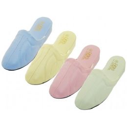 48 Bulk Women's Close Toe Soft Vinyl Upper Mid Heel House Slippers Sizes 5-10