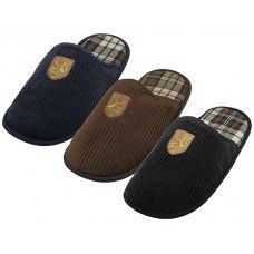 36 Bulk Men's Cotton Corduroy With Embroidery Upper House Slippers