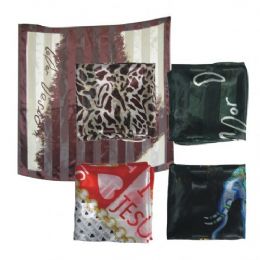 96 Bulk 38in X 36in Silk Scarf Assorted Design And Colors