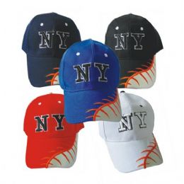 144 Bulk Ny Leather Baseball Cap Adult