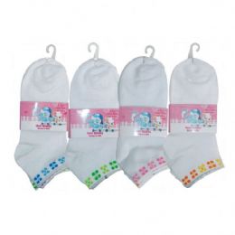 48 Bulk 3 Pair Girls Flower Ankle Socks Size 9-11 Assorted Colors