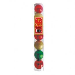 72 Bulk 7 Pc Xmas Ball Assorted Colors
