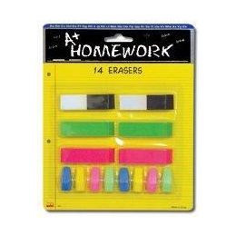 48 Bulk Erasers - 14 Pk - 6 Beveled + 8 CaP-Asst.cls.
