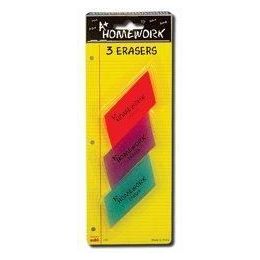 48 Bulk Erasers - 3 Pk - Each - Asst. Colors
