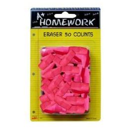48 Bulk Erasers - Cap - Pink Color - 50 Pack