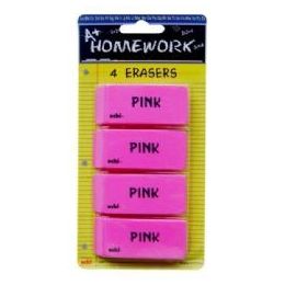 48 Bulk Erasers - Pink - Beveled - 2.5 - 4 Pack