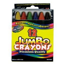 48 Bulk Jumbo Crayons - 12 Pk - Hang Bag - Assorted Cls.