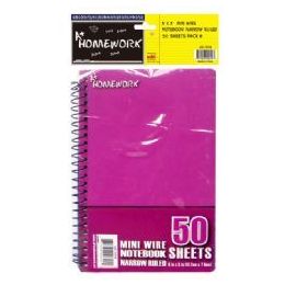 48 Bulk Mini Wire Homework Notebook - 5 X 3 - 50 Sheets Nr - 4pk Hang Bag