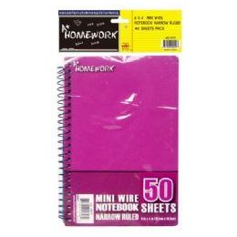 48 Bulk Mini Wire Homework NotebooK 6X4 50 Sheets 3pk Hang Bag