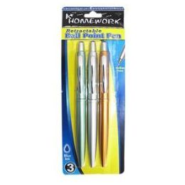 96 Bulk Pens Retractable 3pK-Blue Ink