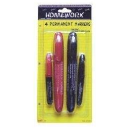48 Bulk Permanent Markers - 4 Pk - 2 Lg + 2 Mini - Blk, Red - Inks