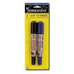 48 Bulk Permanent Markers - Twin Tip - 2 Pk - Blackblue - Inks