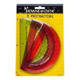 48 Bulk Protractor - 6- 3 Pack - Assorted Plastic Cls