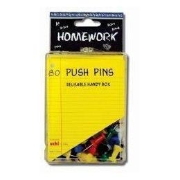 48 Bulk Push Pins - 80ct.- Asst.colors - Plastic Boxed