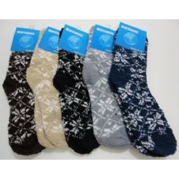 240 Bulk Fuzzy Socks 10-13 [snowflakes]