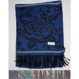 60 Bulk Pashmina With FringE-Metallic Roses