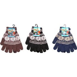 144 Bulk Snow Flake Print Magic Glove