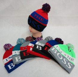 48 Bulk Knit Hat With Pompom I'm The Boss