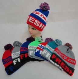 48 Bulk Knit Hat With Pompom Sorry I'm Fresh