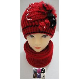 48 Bulk Hand Knitted Fashion Hat & Scarf SeT--RhinestoneS-BeadS-Fur