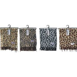 72 Bulk Ladies Leopard Print Woven Cashmere Feel Scarf #21017