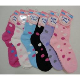 120 Bulk Super Soft Socks 9-11 [polka Dots]
