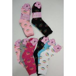 120 Bulk Ladies Crew Socks 9-11 [peace]