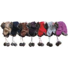 24 Bulk Fashion Aviator Suede Hat