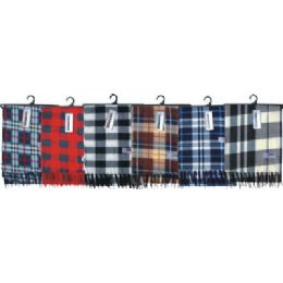 48 Bulk Adults Plaid Fleece Winter Scarf