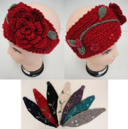 48 Bulk Hand Knitted Ear BanD--Flower & Leaves