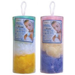 72 Bulk 3 Piece Ruffle Body Sponge In Canister