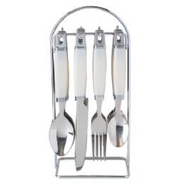 20 Bulk 25 Pc Flatware Set W/ Caddy (assorted Black & White)