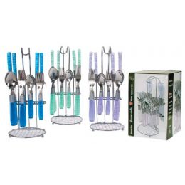 12 Bulk 20 Pc. S.s Cutlery Set In Chrome Caddy