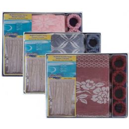 24 Bulk Item# 1007 Lace Double Swag Shower Curtain W/ Window Set